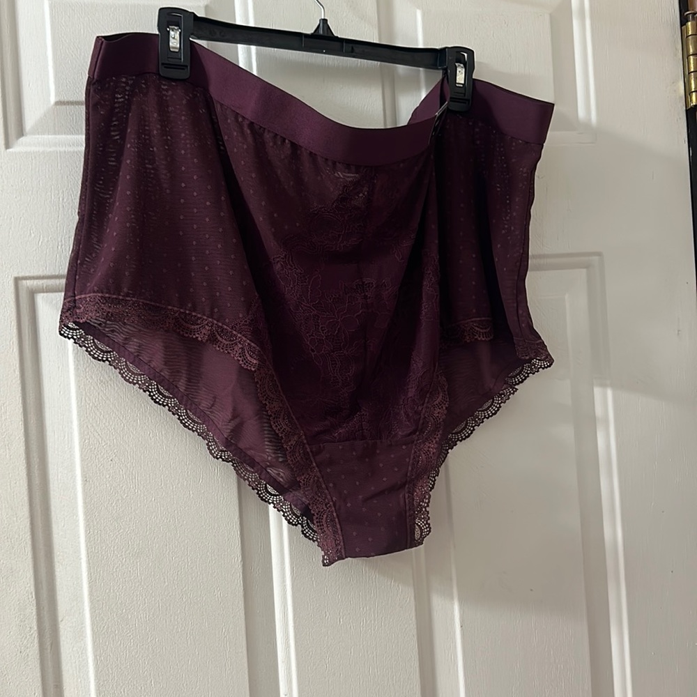 TORRID CURVE Dot and Lace Brief Panty: WINETASTING (PURPLE) NWT: SZ 6